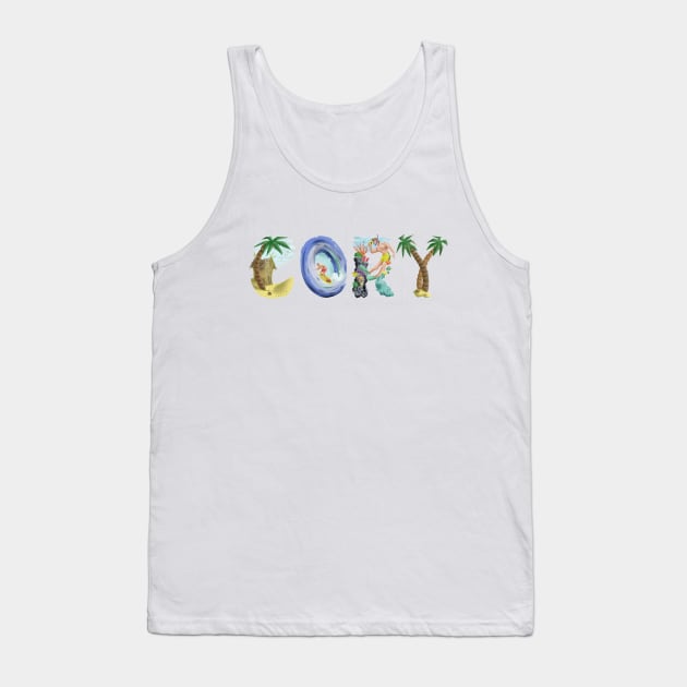 Cory Personalized Beach Art Tank Top by Reading With Kids